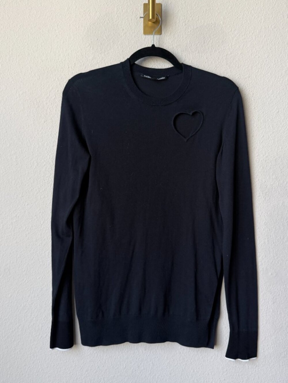 Proenza Schouler Black Heart Cut Out Cotton Sweater Size S - Picture 3 of 7